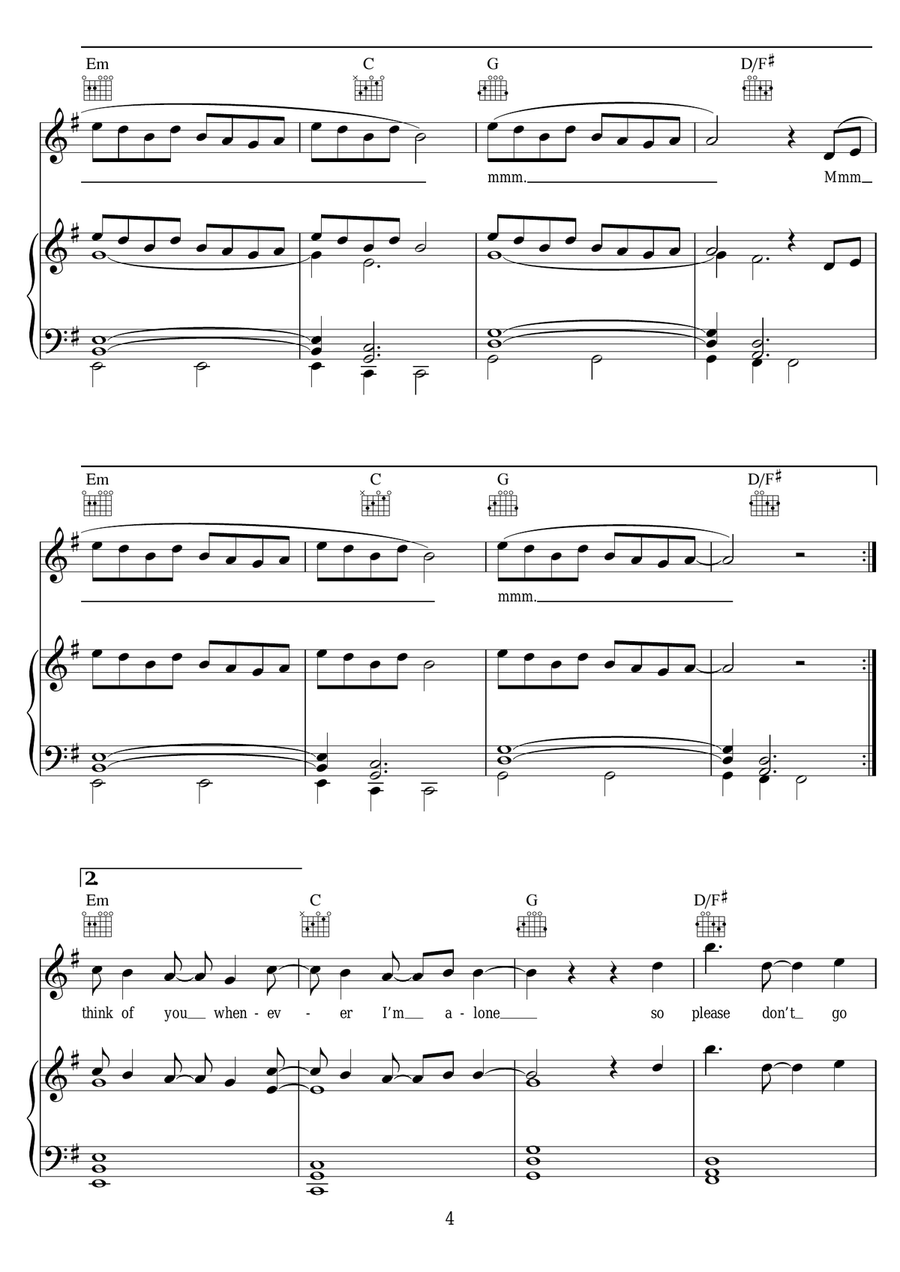 Please Don't Go Please Don't Go Piano, Vocal, Guitar scores gallery preview page 4