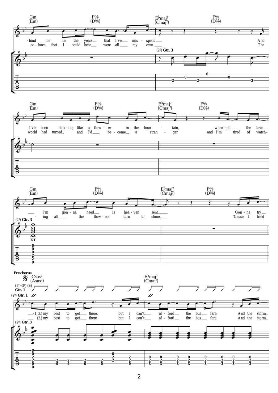 The Dying Of The Light The Dying Of The Light Guitar Tablature scores gallery preview page 2