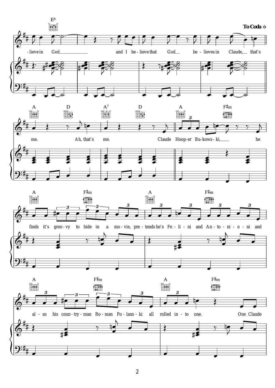 Manchester, England (from 'Hair') Piano, Vocal, Guitar scores gallery preview page 2
