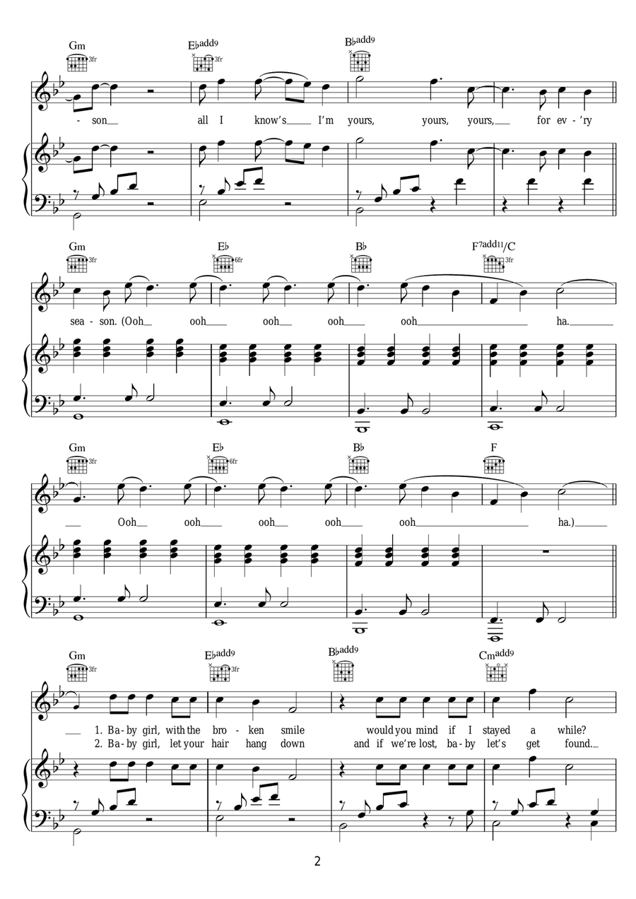 Seasons Seasons Piano, Vocal, Guitar scores gallery preview page 2