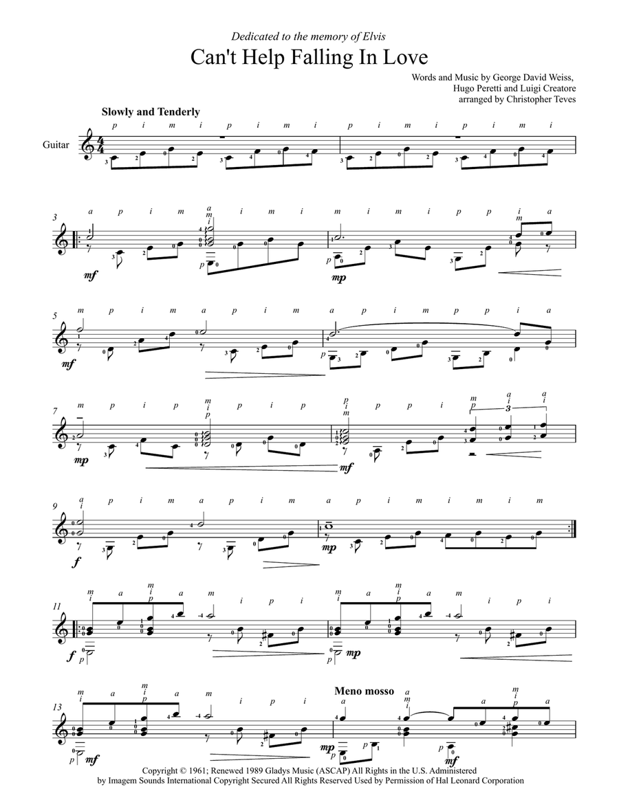 Can't Help Falling In Love Electric Guitar scores gallery preview page 2