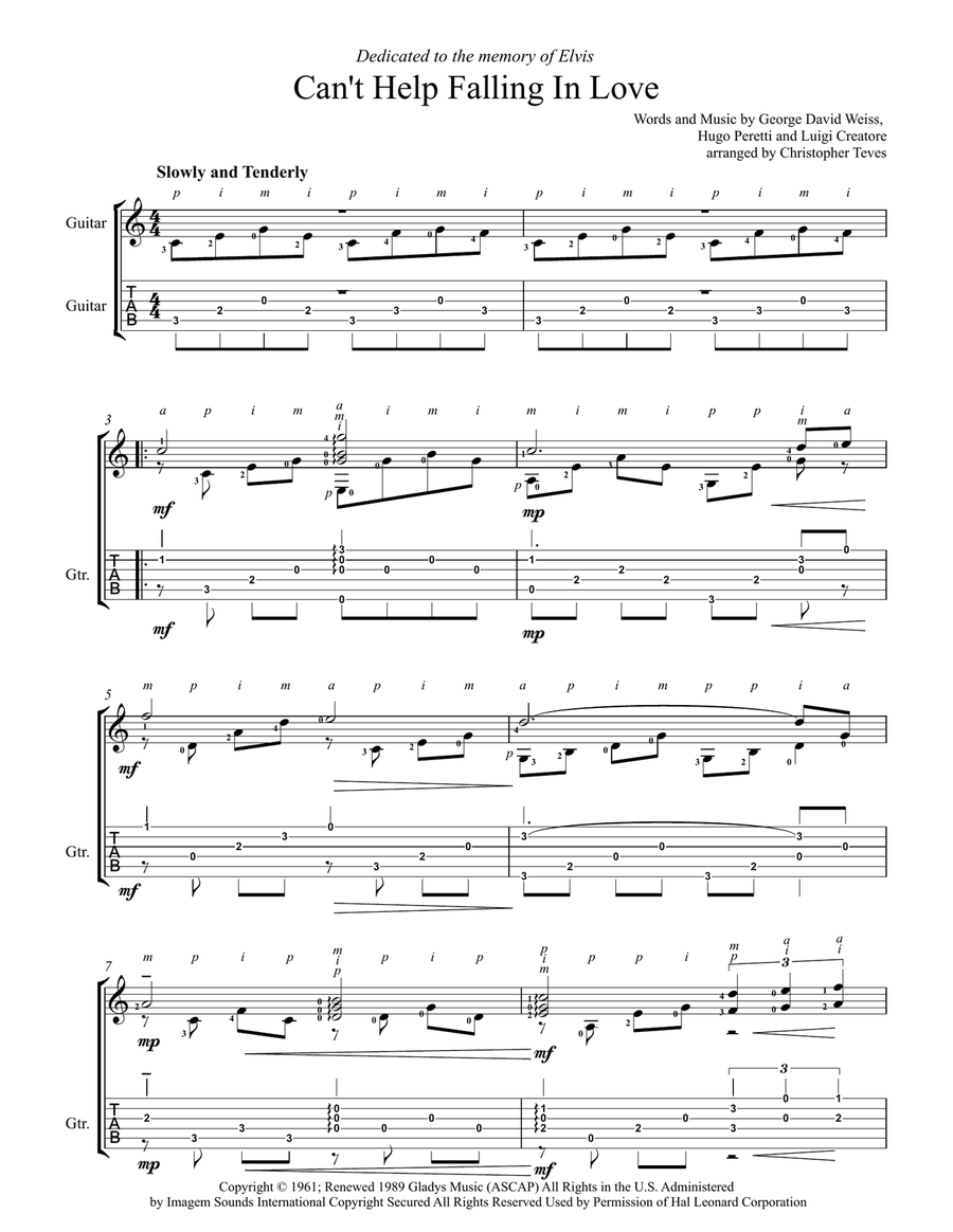 Can't Help Falling In Love Electric Guitar scores gallery preview page 2