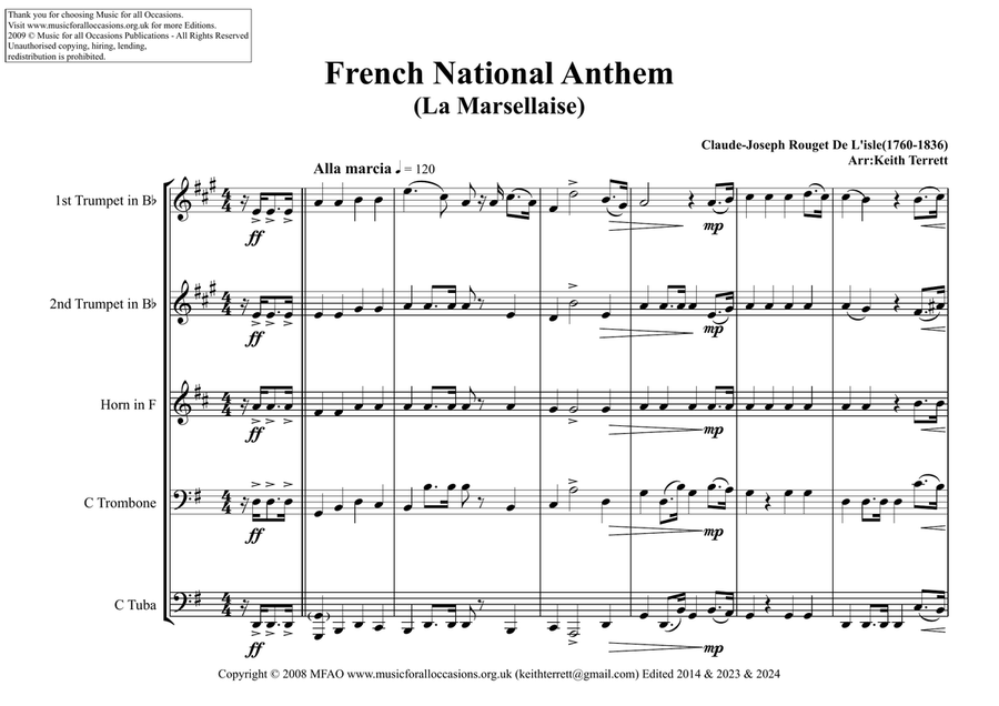 New Caledonians National & Local Anthems for Brass Quintet Brass Quintet scores gallery preview page 2