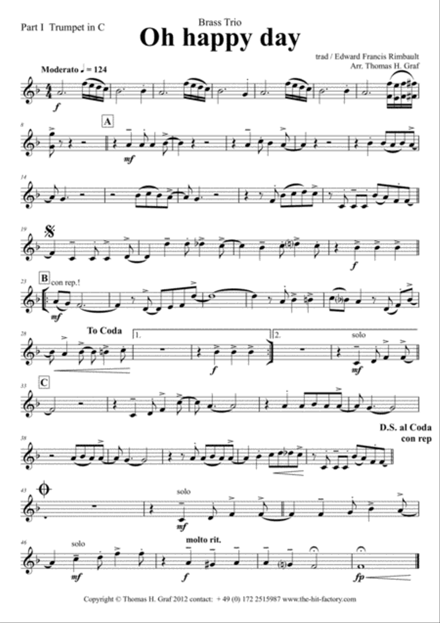 Oh happy day - Christmas Song - Gospel - Brass Trio Brass Trio scores gallery preview page 5