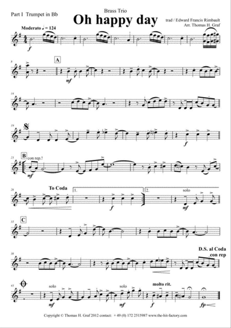 Oh happy day - Christmas Song - Gospel - Brass Trio Brass Trio scores gallery preview page 6