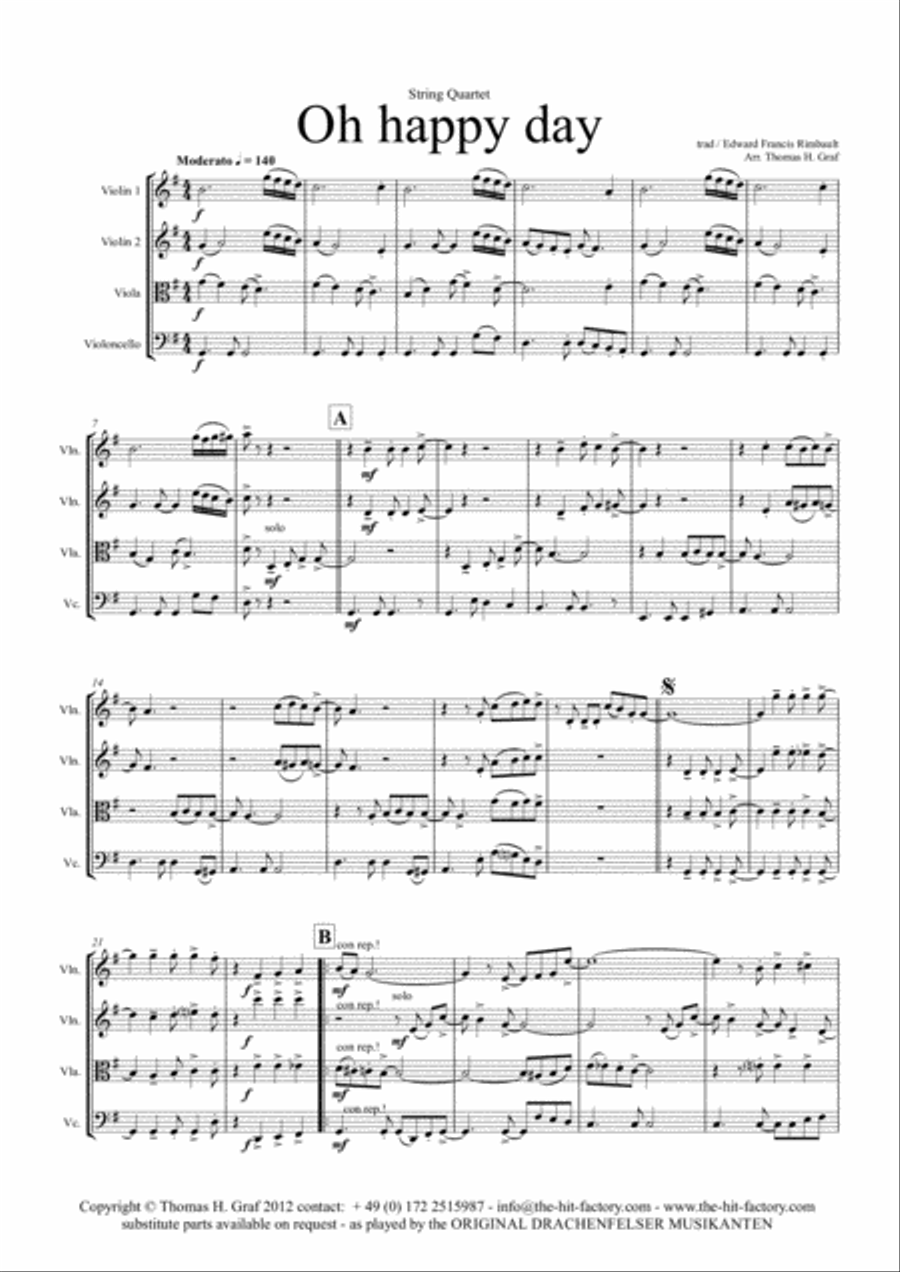 Oh happy day - Christmas Song - Gospel - String Quartet String Quartet scores gallery preview page 2