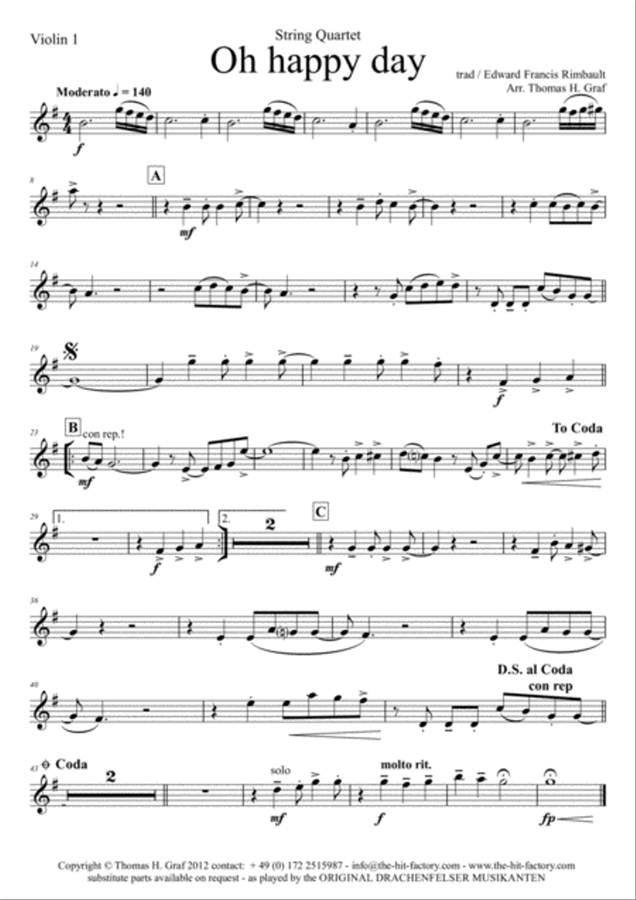 Oh happy day - Christmas Song - Gospel - String Quartet String Quartet scores gallery preview page 4