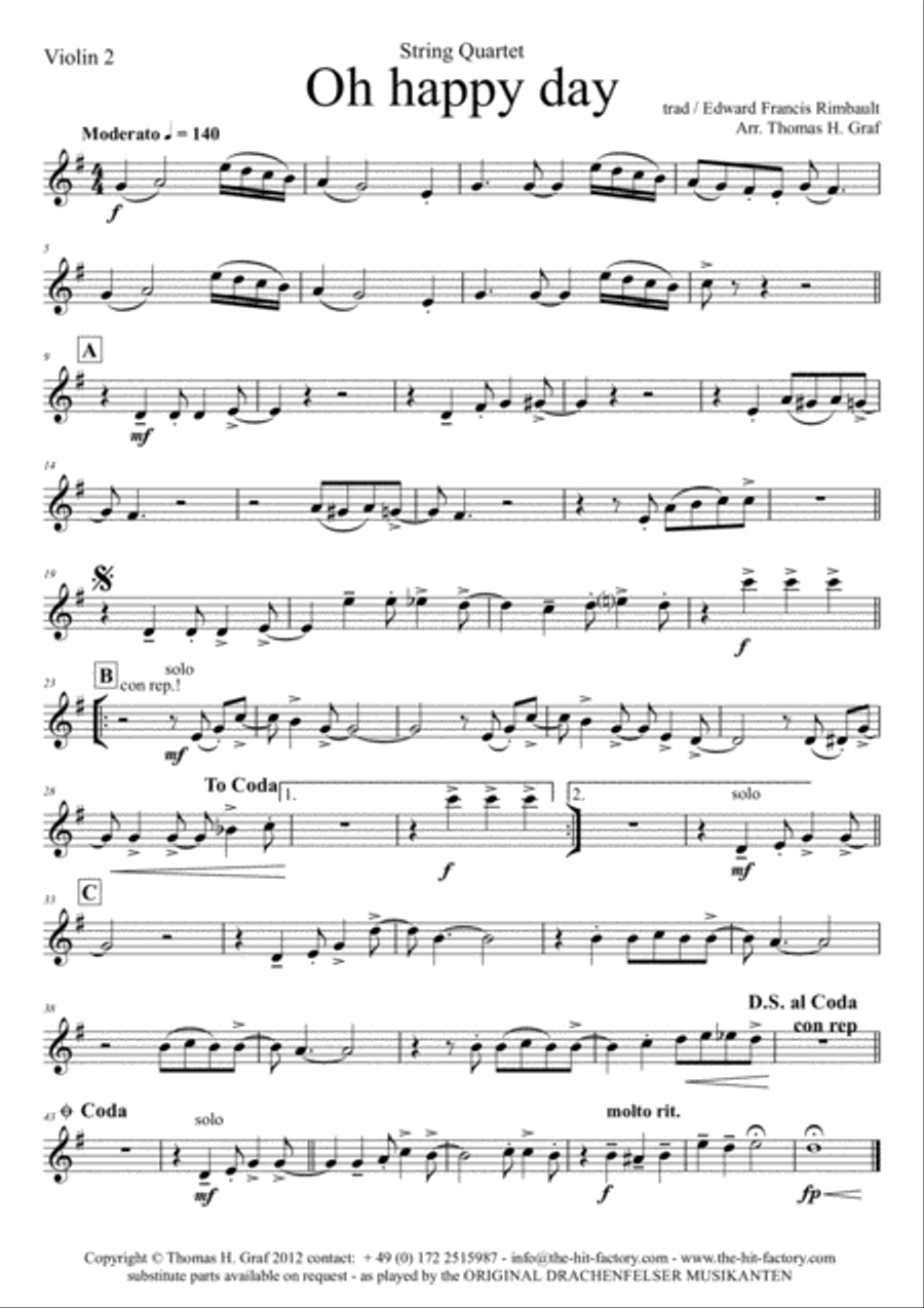 Oh happy day - Christmas Song - Gospel - String Quartet String Quartet scores gallery preview page 5