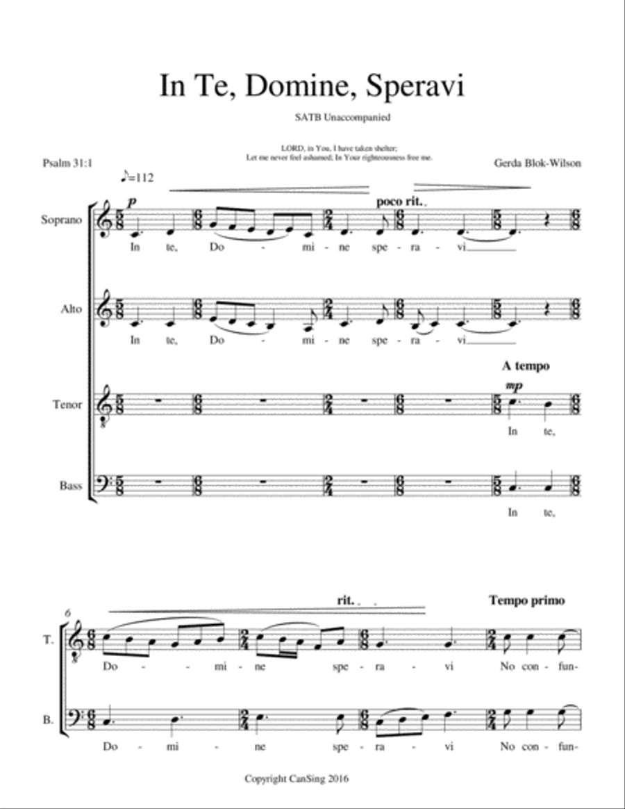 In Te, Domine, Speravi 4-Part scores gallery preview page 2