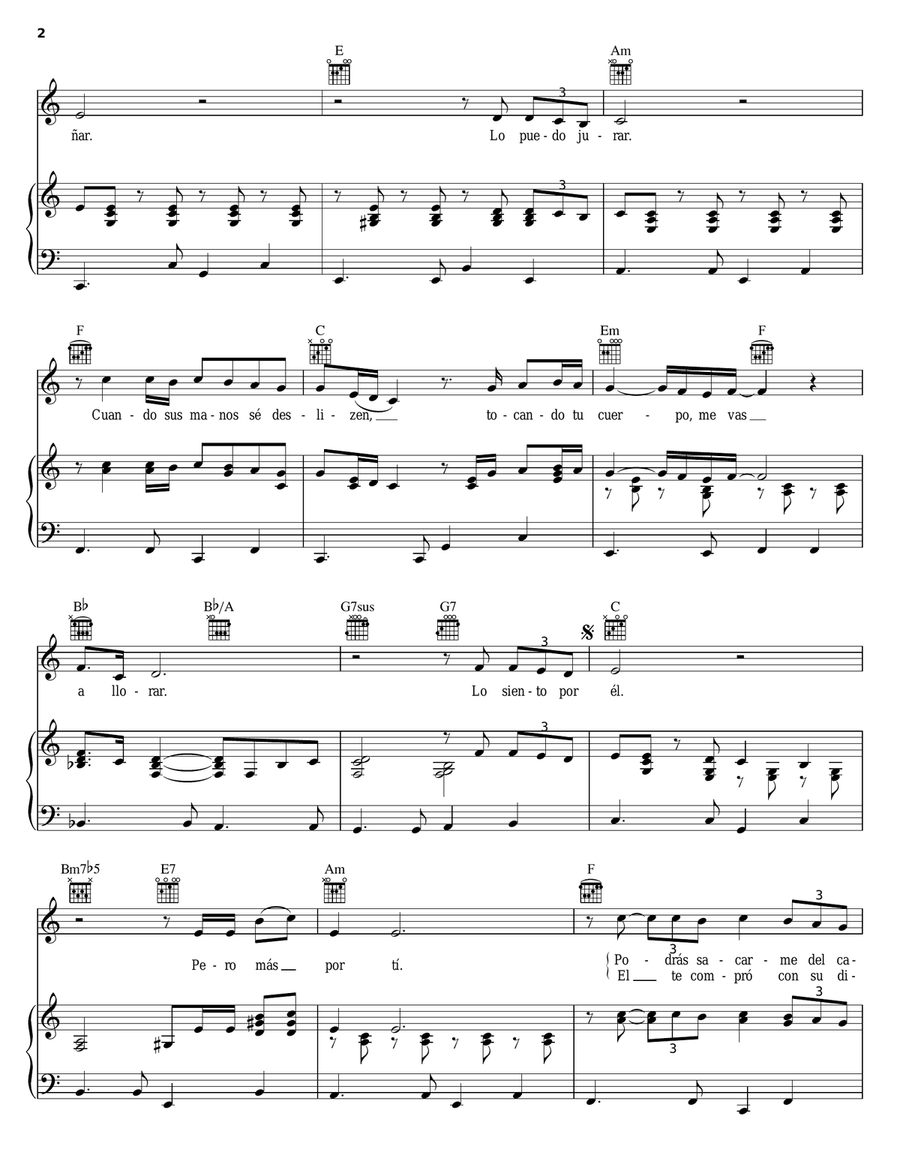Me Vas A Extranar Me Vas A Extranar Piano, Vocal, Guitar scores gallery preview page 2