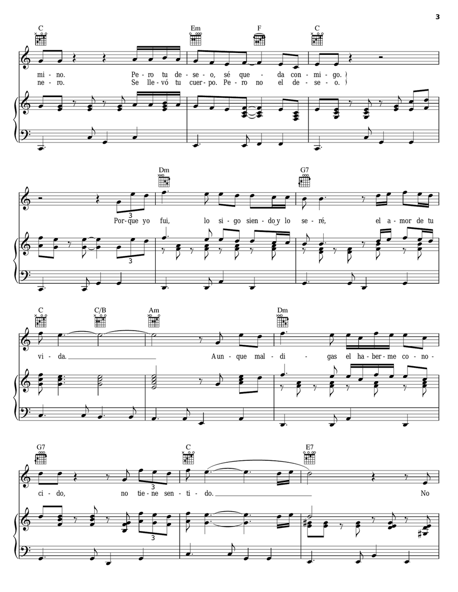 Me Vas A Extranar Me Vas A Extranar Piano, Vocal, Guitar scores gallery preview page 3