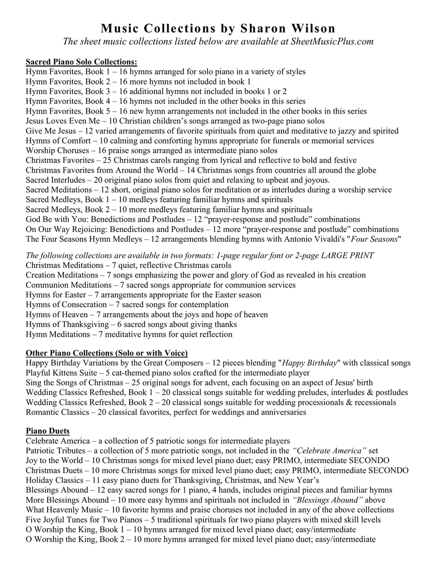 Creation Meditations (A Collection of One-Page Arrangements for Solo Piano) Piano Solo scores gallery preview page 2