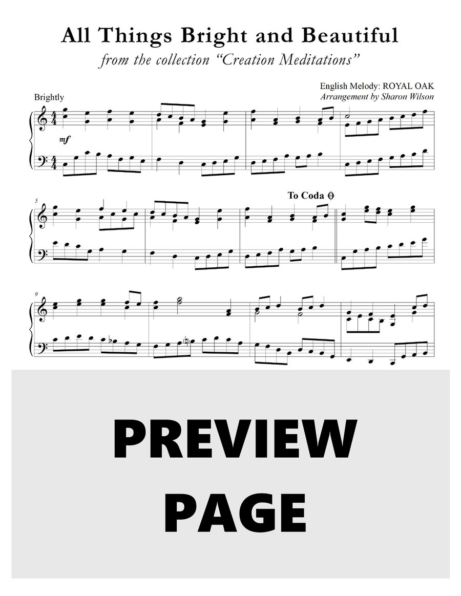 Creation Meditations (A Collection of One-Page Arrangements for Solo Piano) Piano Solo scores gallery preview page 6