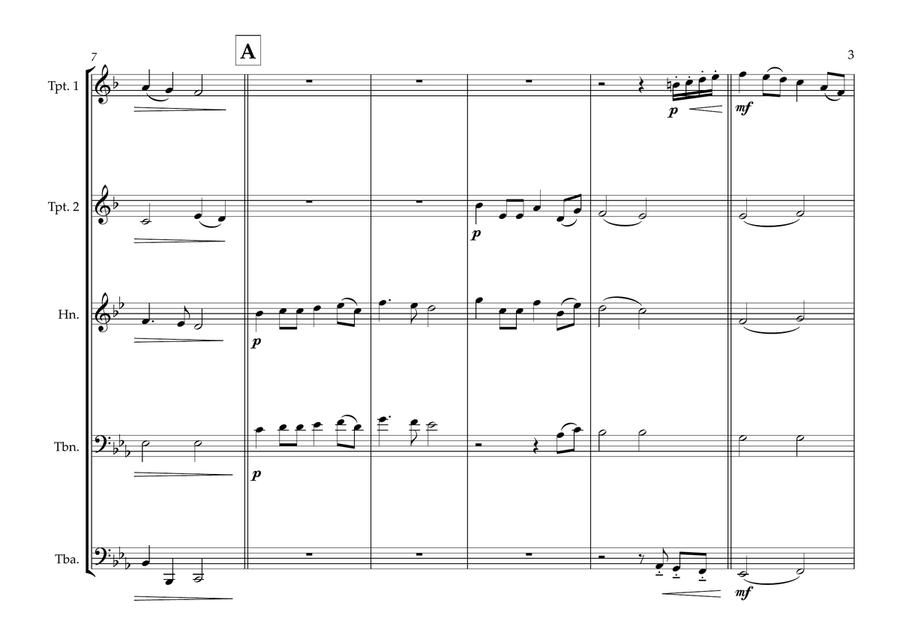 Åland Islands National Song (Song of the Ålander - Ålänningens sång) for Brass Quintet Brass Quintet scores gallery preview page 3