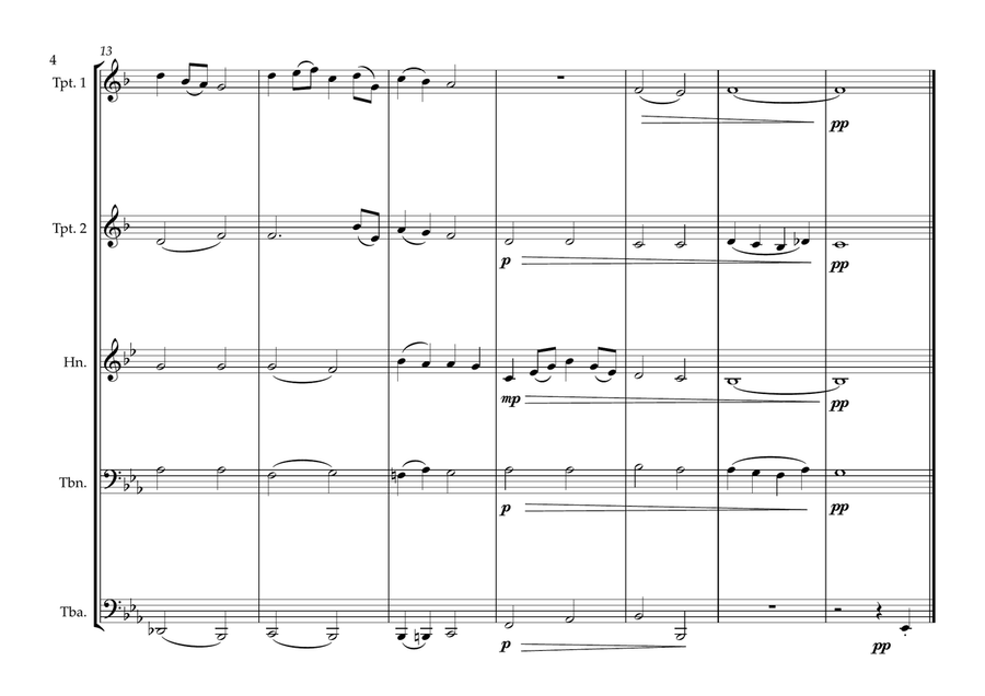 Åland Islands National Song (Song of the Ålander - Ålänningens sång) for Brass Quintet Brass Quintet scores gallery preview page 4