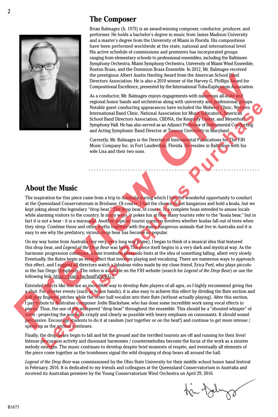 Legend of the Drop Bear Legend of the Drop Bear Concert Band scores gallery preview page 2
