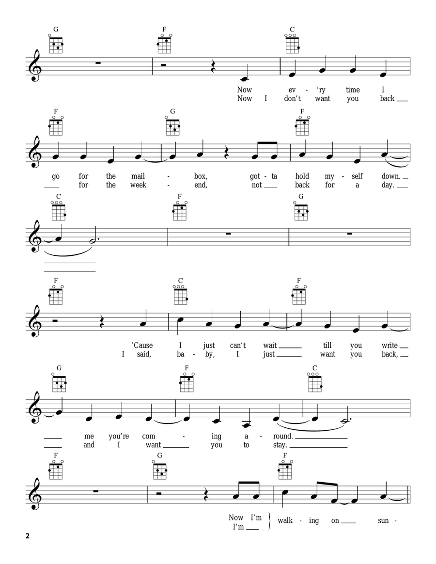 Walking On Sunshine Walking On Sunshine Ukulele scores gallery preview page 2