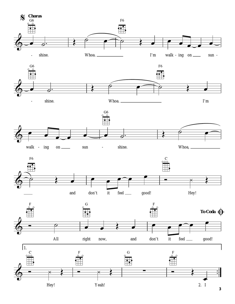 Walking On Sunshine Walking On Sunshine Ukulele scores gallery preview page 3