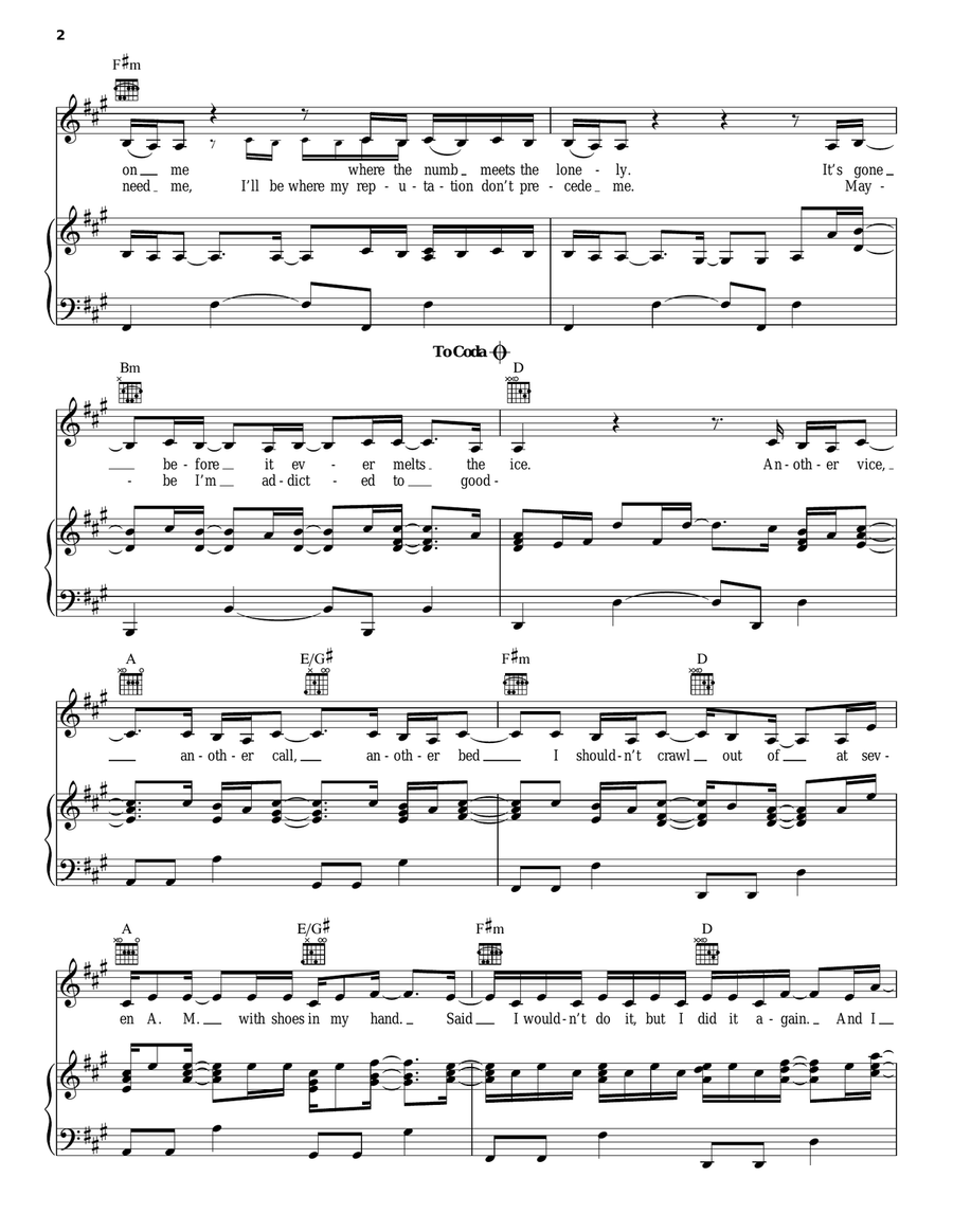 Vice Vice Piano, Vocal, Guitar scores gallery preview page 2