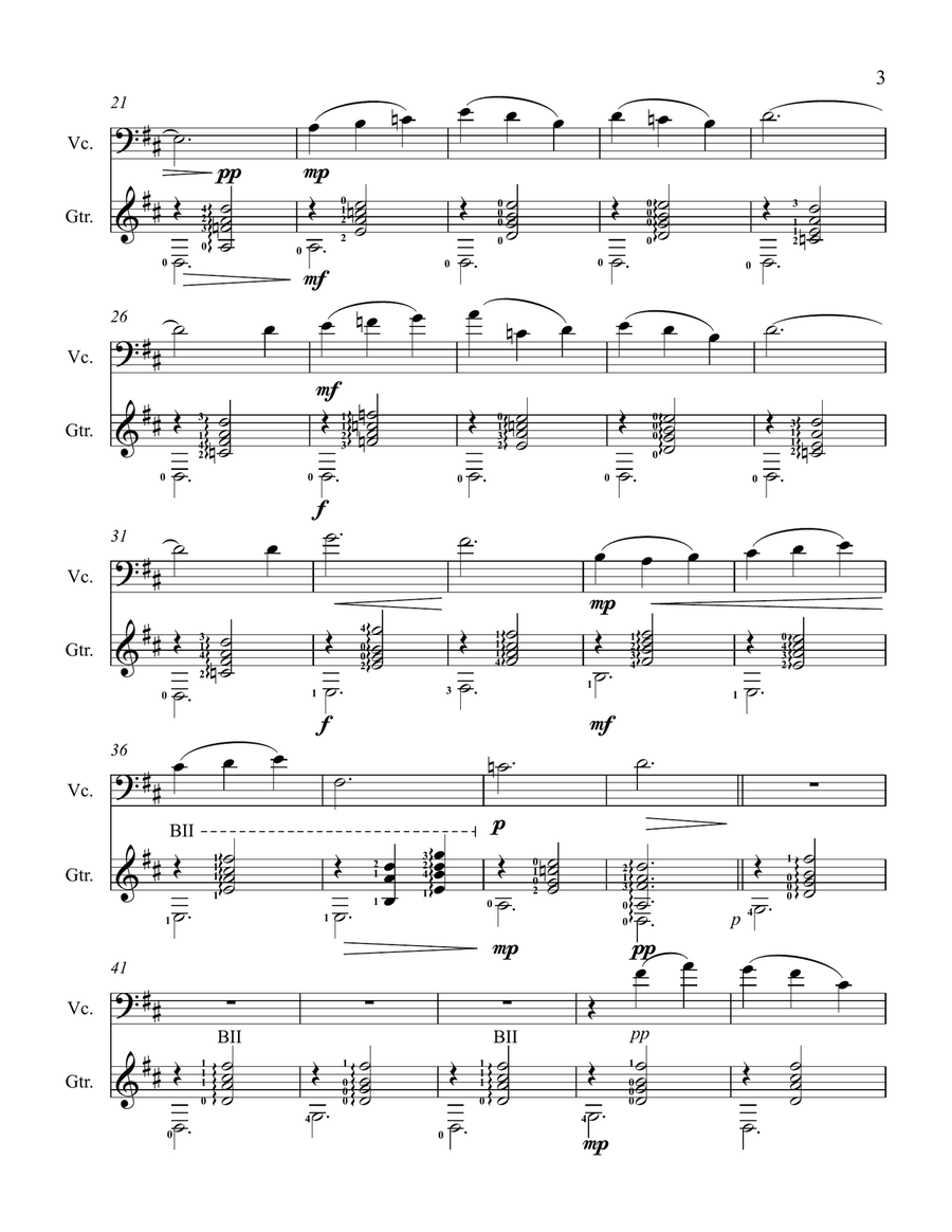 Gymnopédie, no. 1, for cello and guitar String Duet scores gallery preview page 3