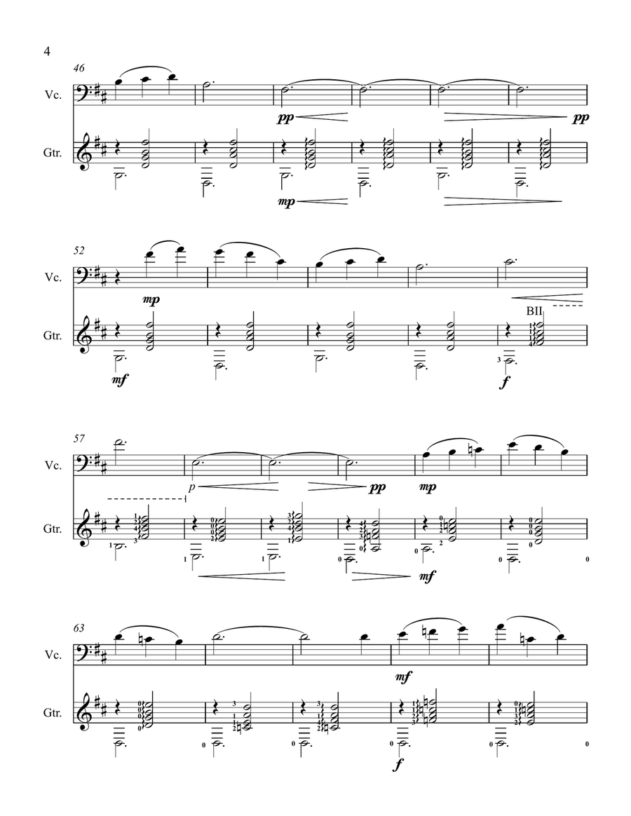Gymnopédie, no. 1, for cello and guitar String Duet scores gallery preview page 4