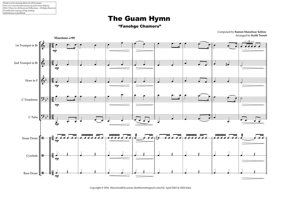 Guamanian Territorial Anthem (The Guam Hymn) for Brass Quintet Brass Quintet scores gallery preview page 2