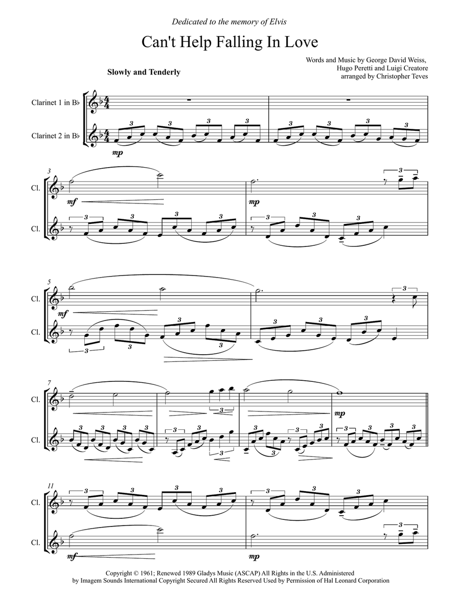 Can't Help Falling In Love Woodwind Ensemble scores gallery preview page 2