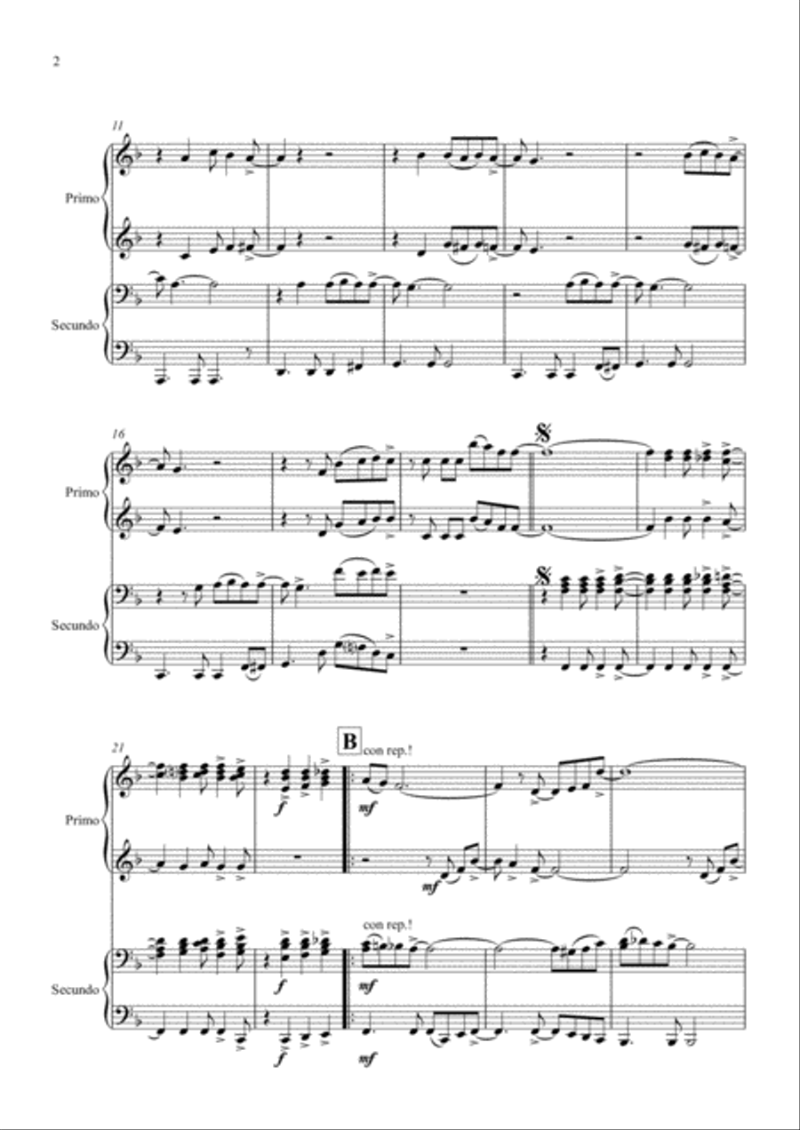 Oh happy day - Christmas Song - Gospel - Piano Duet (4 Hands) 2 Pianos, 4-Hands scores gallery preview page 2