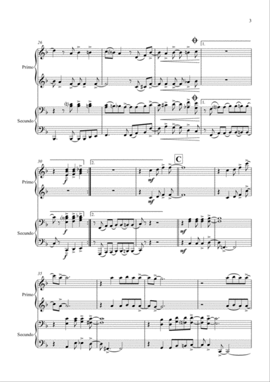 Oh happy day - Christmas Song - Gospel - Piano Duet (4 Hands) 2 Pianos, 4-Hands scores gallery preview page 3