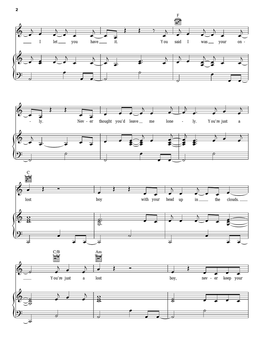 Peter Pan Peter Pan Piano, Vocal, Guitar scores gallery preview page 2