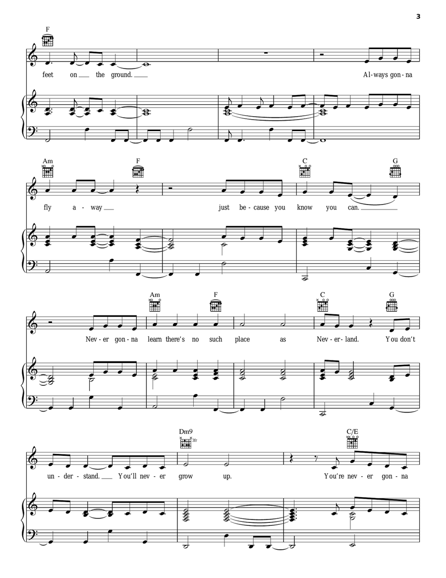 Peter Pan Peter Pan Piano, Vocal, Guitar scores gallery preview page 3