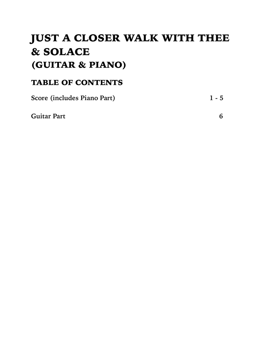 Just a Closer Walk with Thee / Solace (Guitar and Piano) Acoustic Guitar scores gallery preview page 4