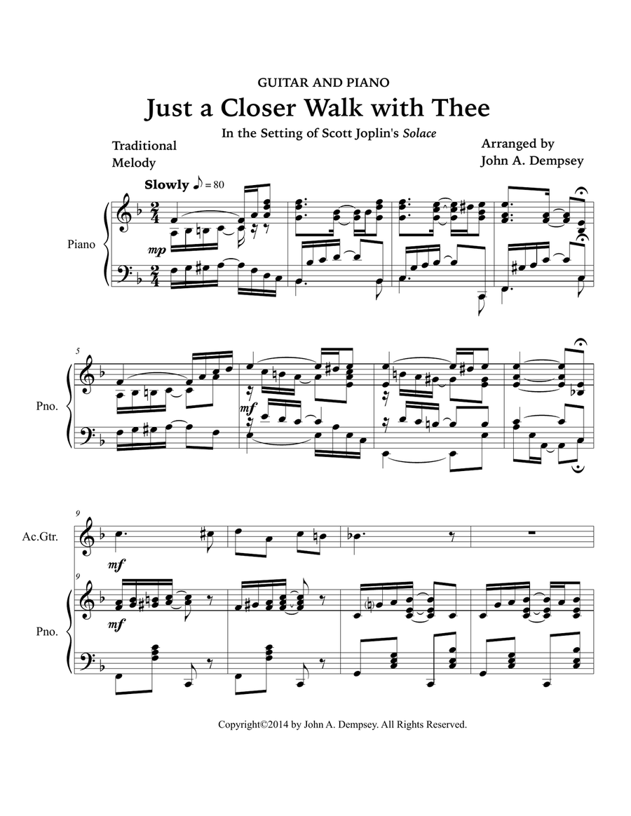 Just a Closer Walk with Thee / Solace (Guitar and Piano) Acoustic Guitar scores gallery preview page 5