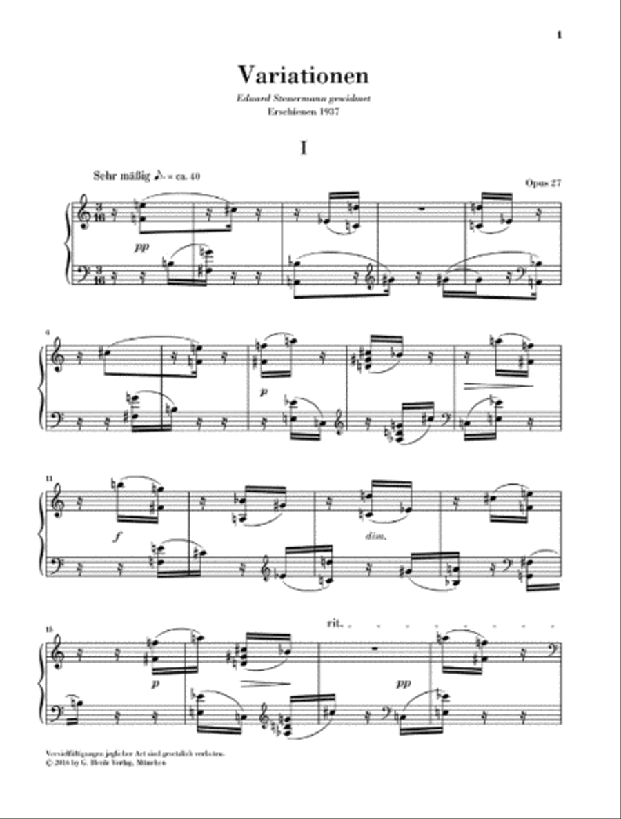 Variations Op. 27 Variations Op. 27 Piano Solo scores gallery preview page 2