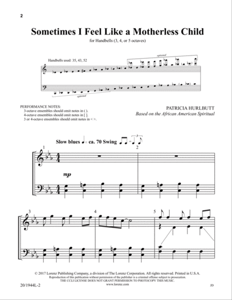 Sometimes I Feel Like a Motherless Child 5-Octaves scores gallery preview page 2
