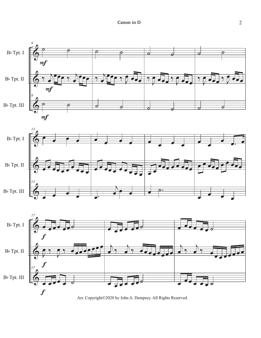 Canon in D (in Bb major): Trumpet Trio Trumpet Trio scores gallery preview page 6