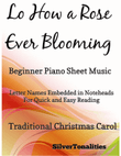 Lo How a Rose Ever Blooming Beginner Piano Sheet Music mini preview