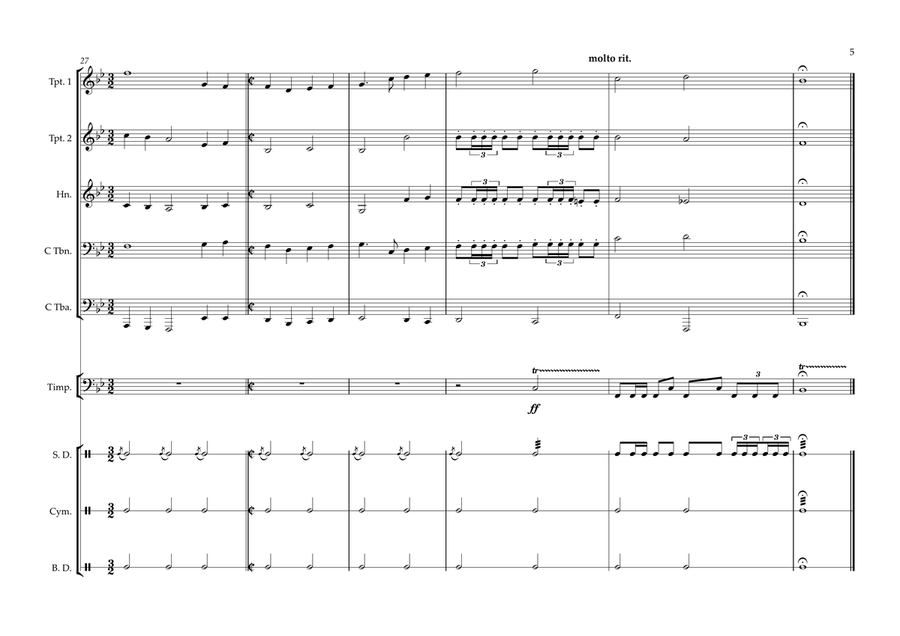 Basque Local Anthem for Brass Quintet & optional Percussion. Brass Ensemble scores gallery preview page 5