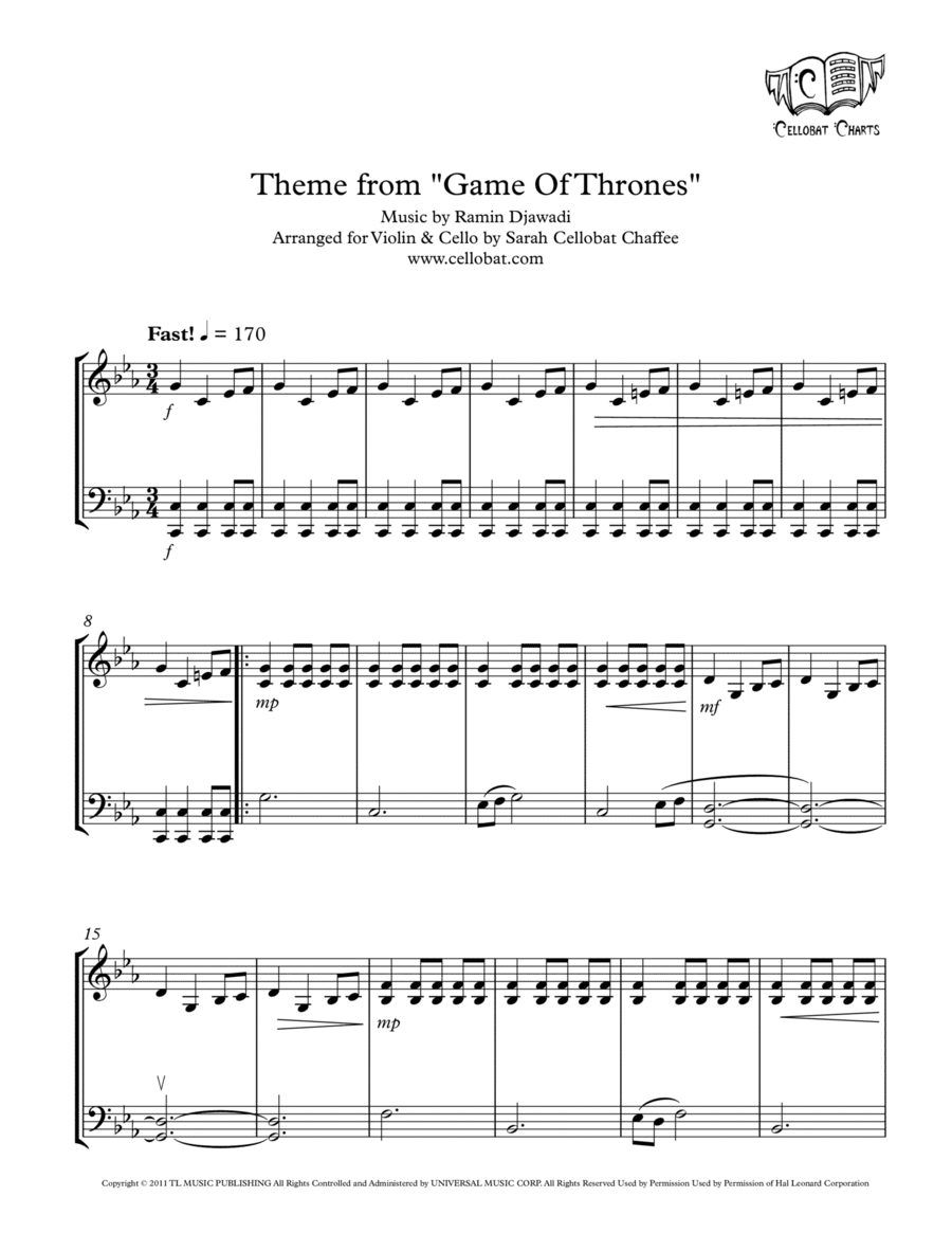 Game Of Thrones String Duet scores gallery preview page 1