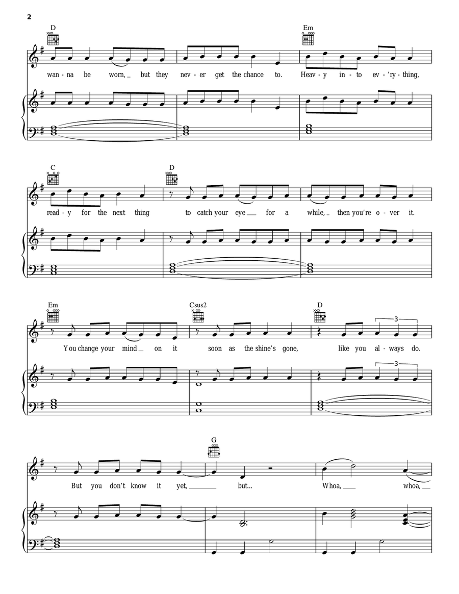 Make You Miss Me Make You Miss Me Piano, Vocal, Guitar scores gallery preview page 2