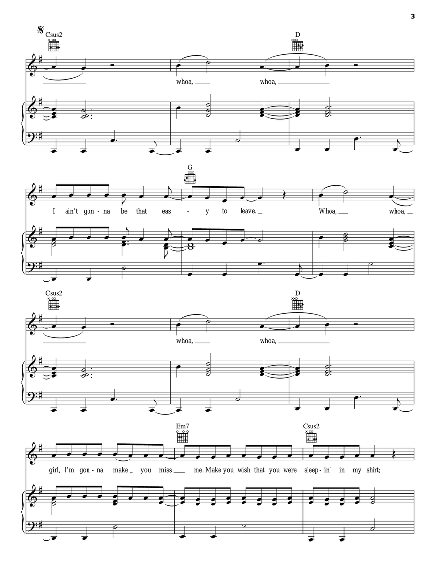 Make You Miss Me Make You Miss Me Piano, Vocal, Guitar scores gallery preview page 3