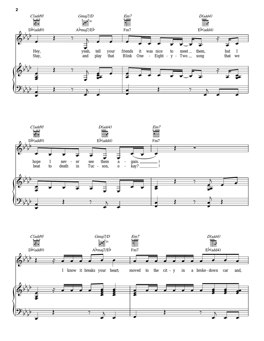 Closer Closer Piano, Vocal, Guitar scores gallery preview page 2