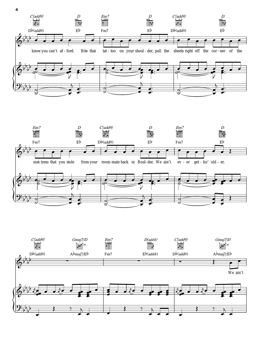Closer Closer Piano, Vocal, Guitar scores gallery preview page 4