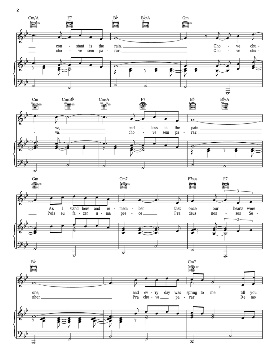 The Constant Rain (Chove Chuva) Piano, Vocal, Guitar scores gallery preview page 2