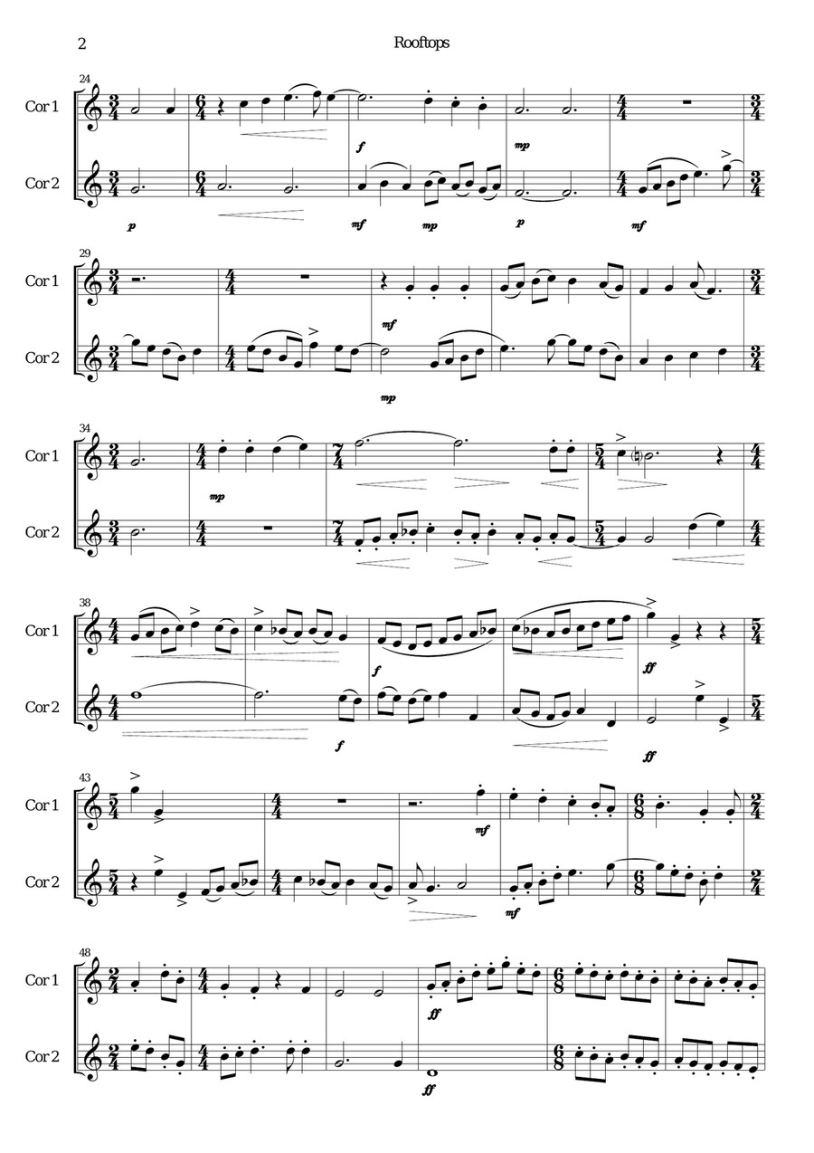 Rooftops for 2 cors anglais English Horn scores gallery preview page 2