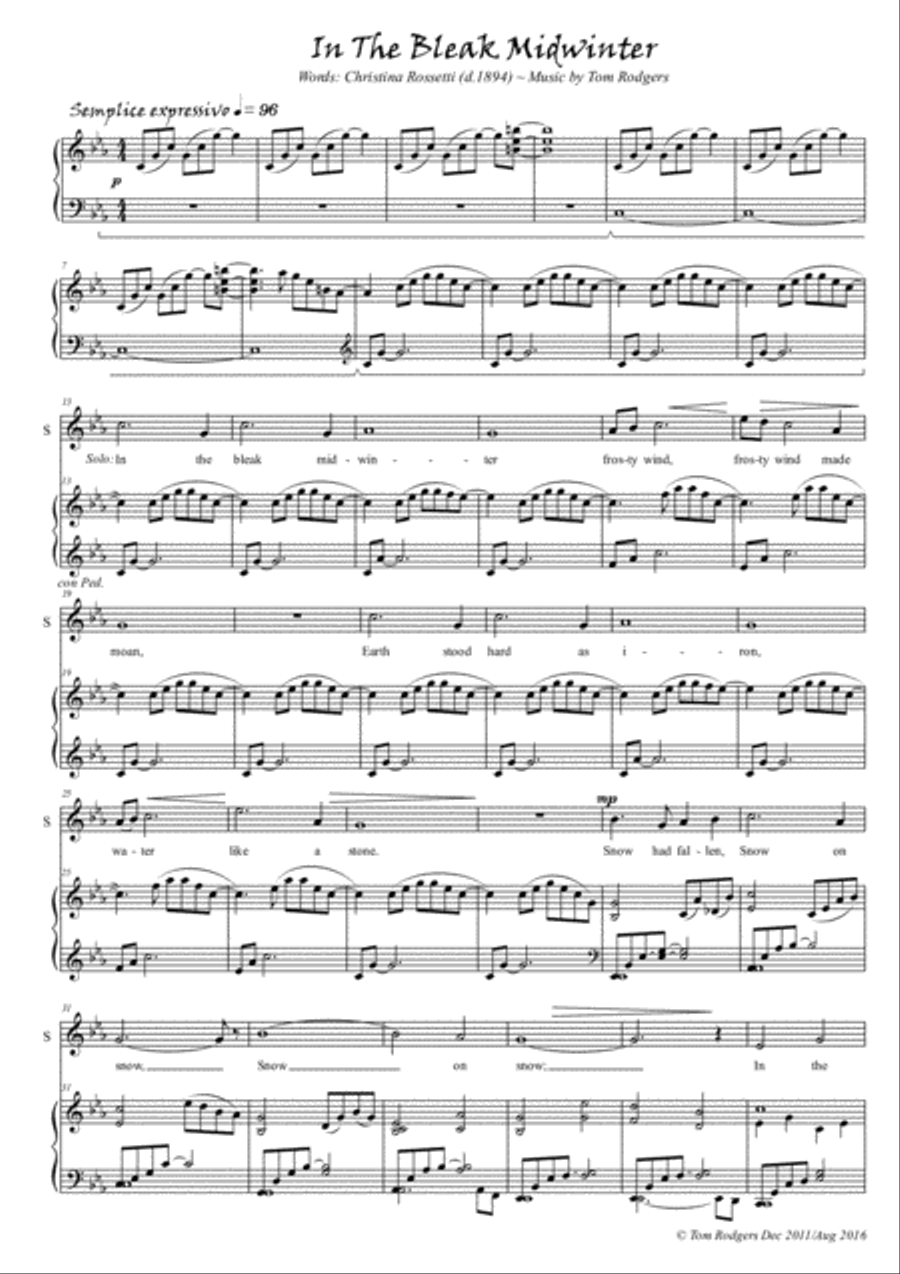In The Bleak MIdwinter (Mixed Choir & Piano) 4-Part scores gallery preview page 3