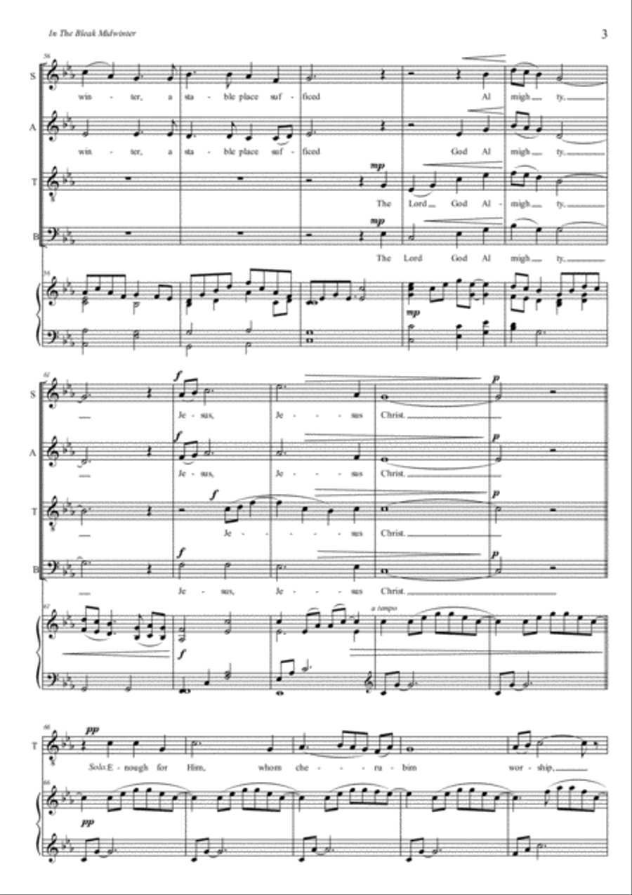 In The Bleak MIdwinter (Mixed Choir & Piano) 4-Part scores gallery preview page 5
