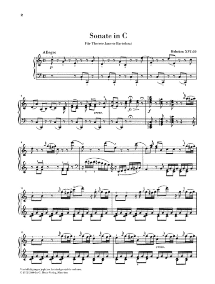 Piano Sonata in C Major, Hob. XVI:50 Piano Solo scores gallery preview page 2