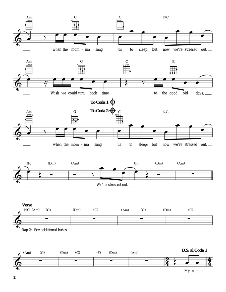 Stressed Out Stressed Out Ukulele scores gallery preview page 2