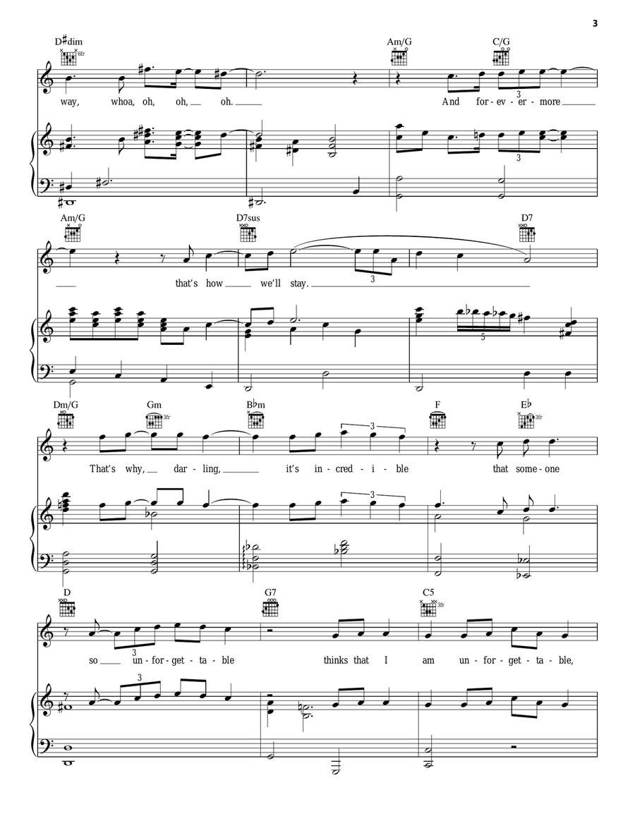 Unforgettable Unforgettable Piano, Vocal, Guitar scores gallery preview page 3